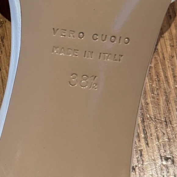 BARNEYS NEW YORK - White Leather Open Toe Heeled Mule - Size 38.5 - Picture 9 of 9